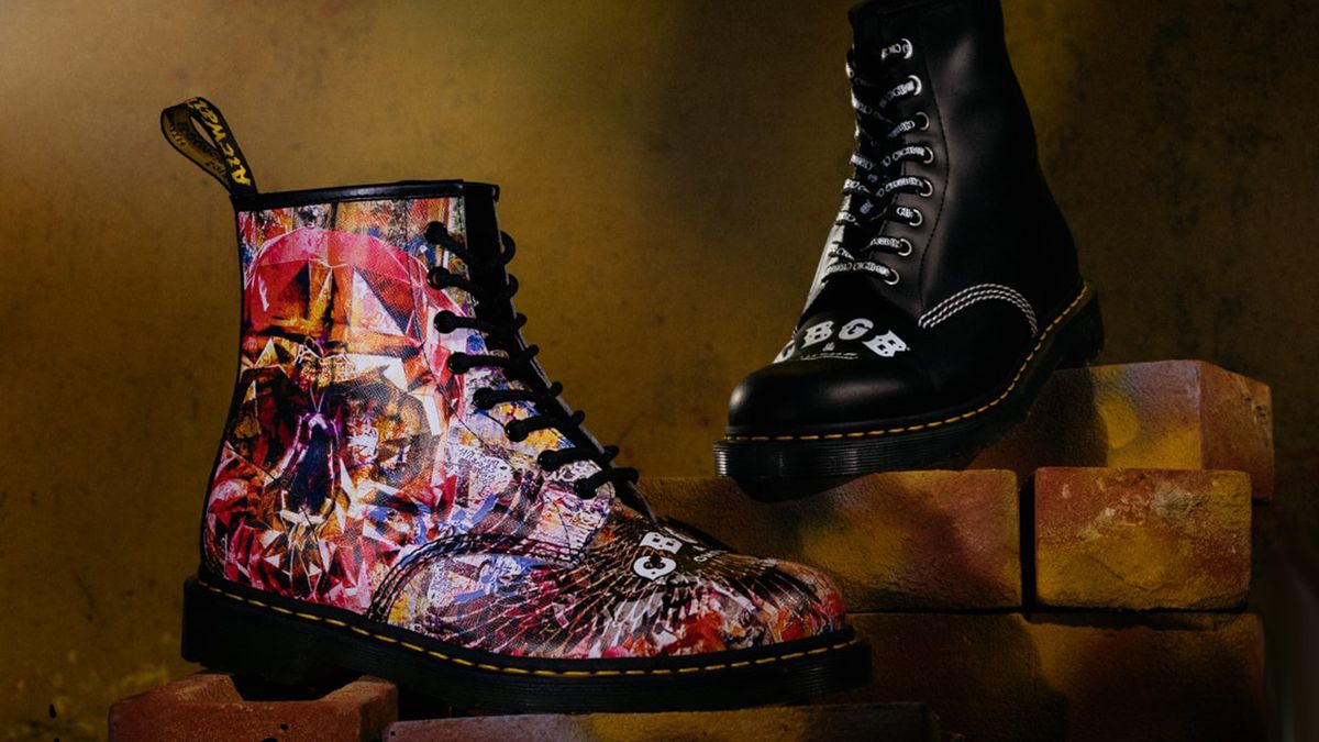 A shot of the Dr Martens x CBGB boots