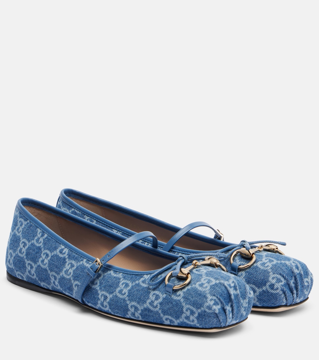 Gucci Horsebit Gg Denim Ballet Flats in Blue - Gucci