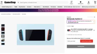 GameStop listing for the Nintendo Switch 2