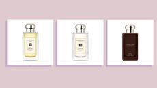 Collage of three of the best Jo Malone London perfumes: Lime Basil & Mandarin, Peony & Blush Suede and Myrrh and Tonka