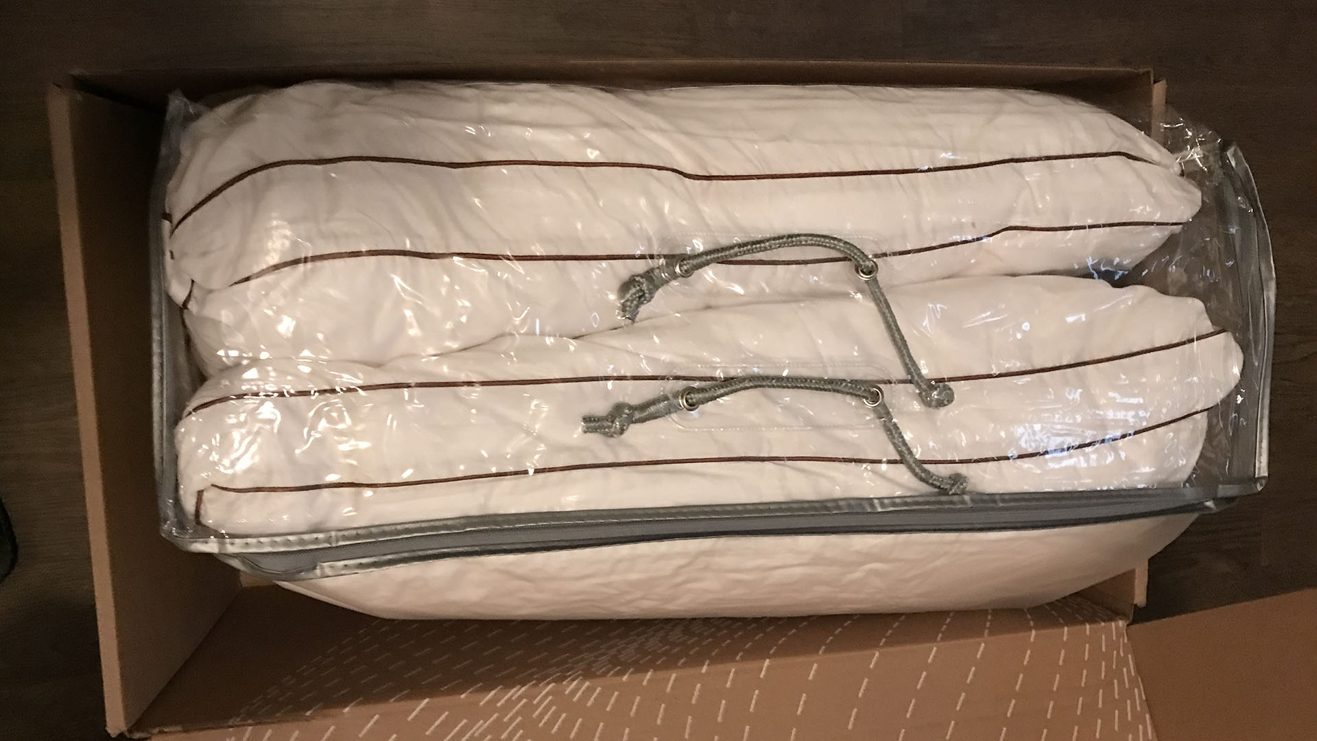 Saatva Latex pillow in original packaging