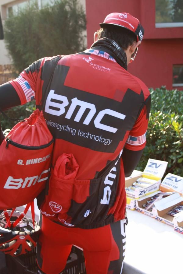 George Hincapie (BMC) stocks up for the day ahead.
