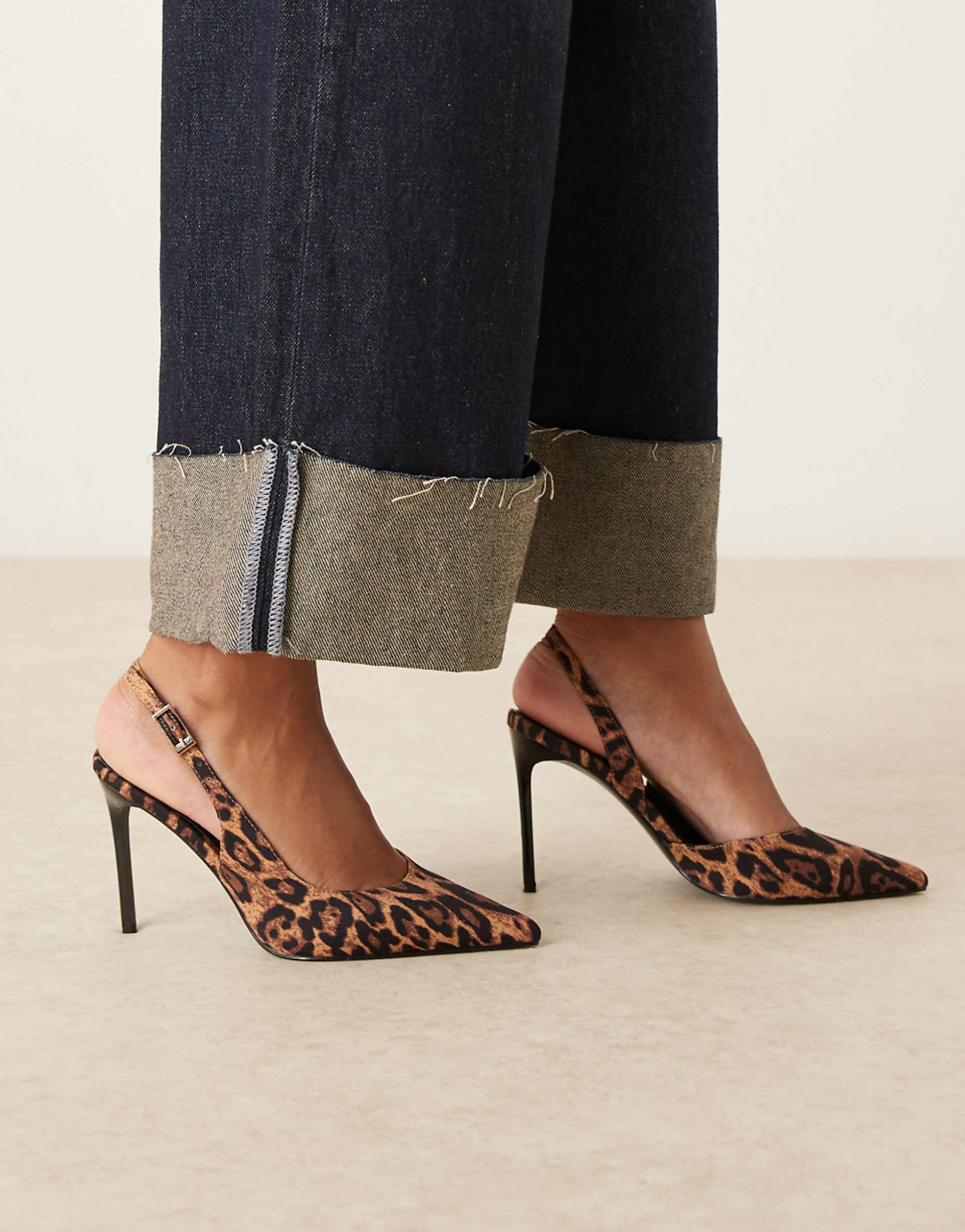 Asos Design Polar Dorsay Slingback High Heel Shoes in Leopard