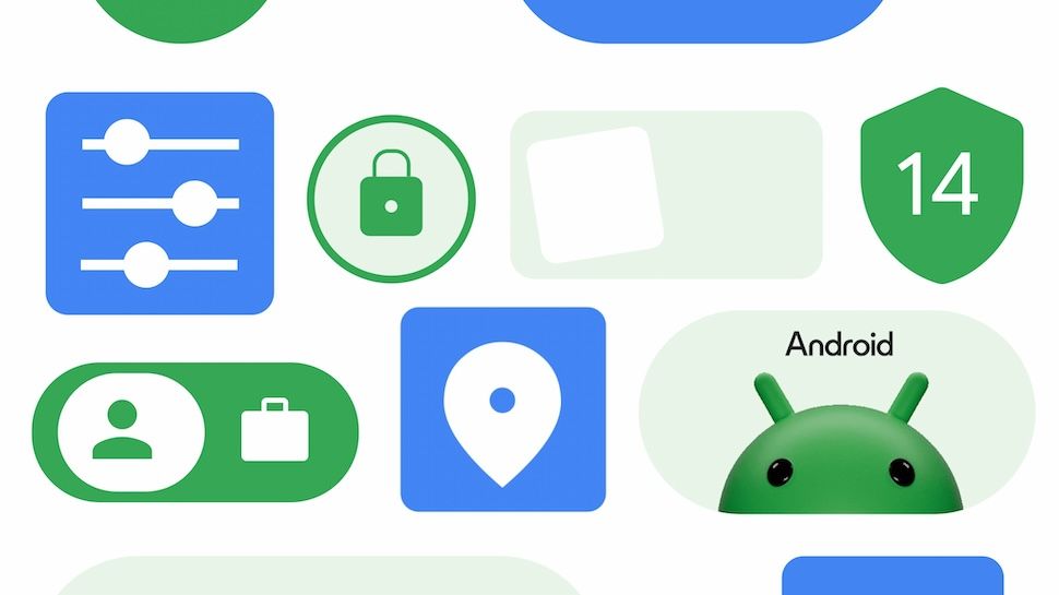 Graphic displaying some of Android 14&#039;s business-focused security features