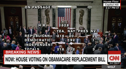 Democrats sing to Republicans as the House bill passes.