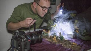 Home photography ideas: Toy soldiers doing battle with light painting! 