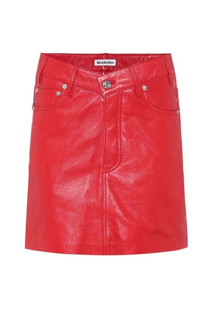 Balenciaga High-Rise Leather Miniskirt