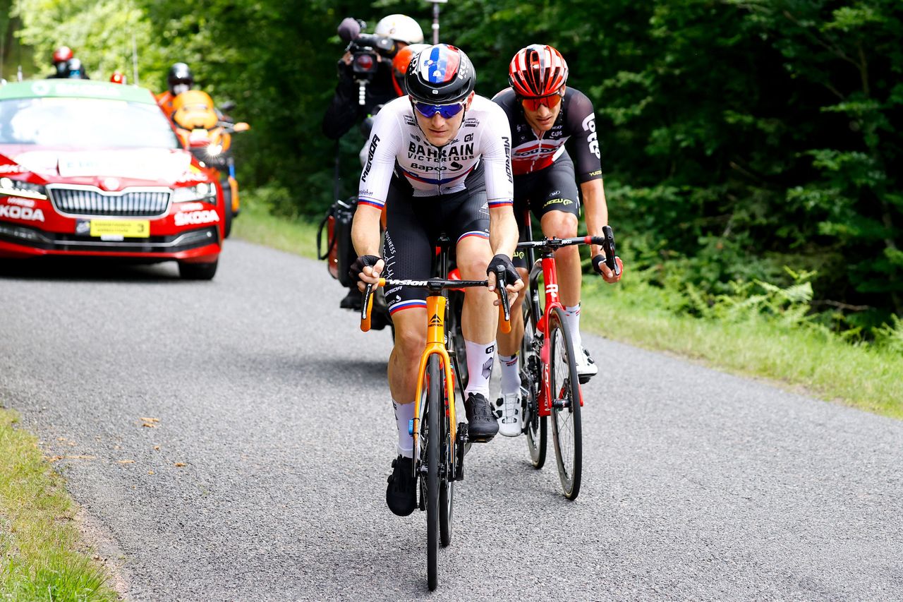 Tour de France 2021 108th Edition 7th stage Vierzon Le Creusot 2491 km 02072021 Matej Mohoric SLO Bahrain Victorious Brent Van Moer BEL Lotto Soudal photo Luca BettiniBettiniPhoto2021