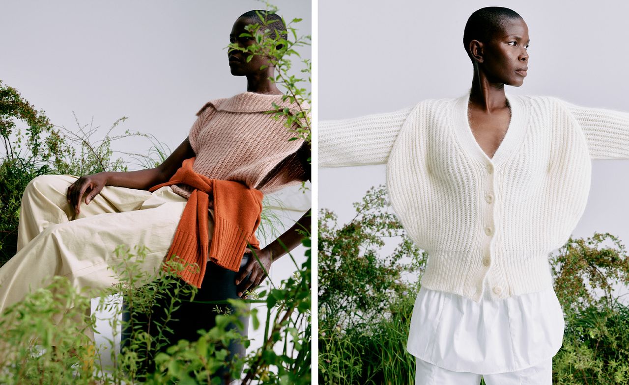 Women in Fabiana Filippi knitwear surrounded by plants