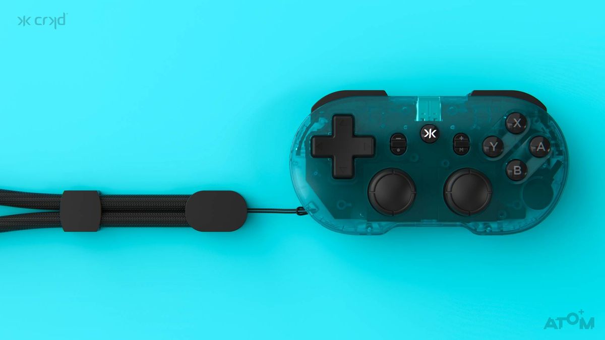 Image of the Glacier Blue CRKD Atom+ controller.