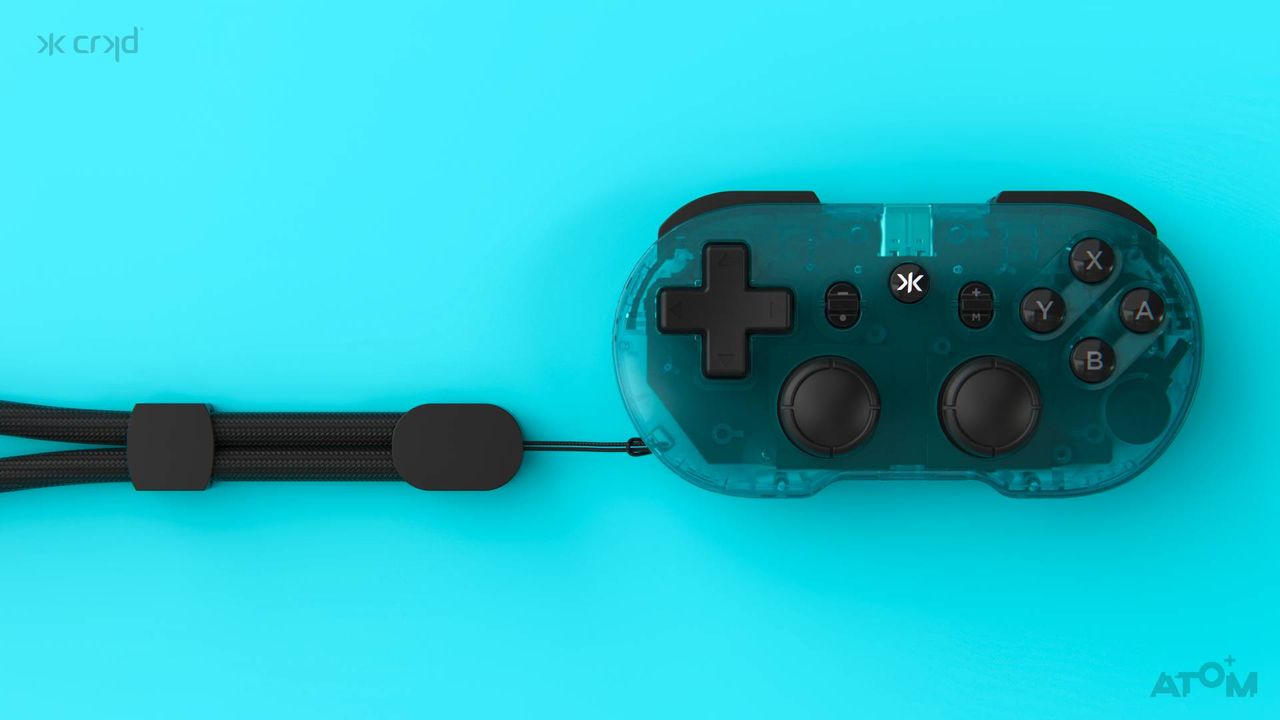 Image of the Glacier Blue CRKD Atom+ controller.