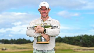 Rory McIlroy with the trophy after victory in the Genesis Scottish Open