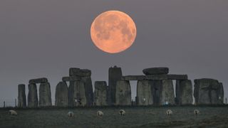 Full moon over Stonehenge.