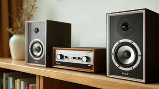 Various pictures of the LEAK Sandwich 100 speakers. 