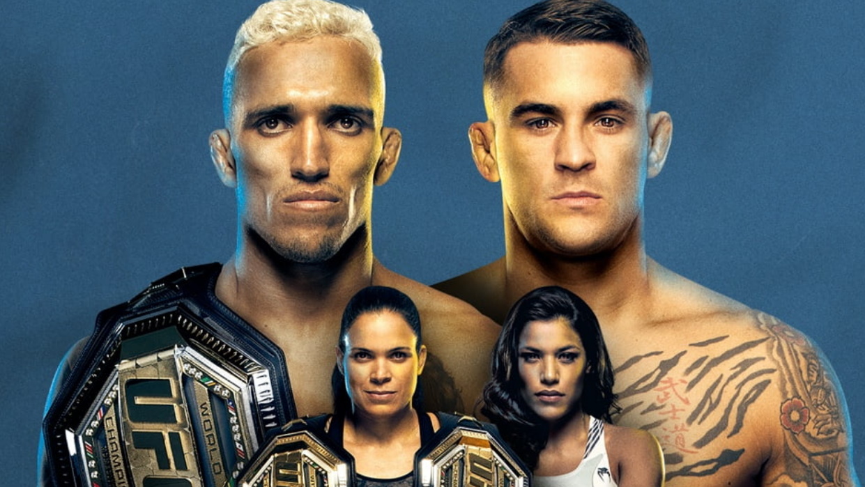 Promotional image for UFC 269 featuring Charles Oliveira, Dustin Poirier, Amanda Nunes & Julianna Pena