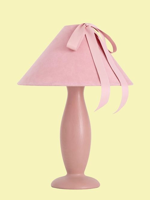 Bosette Bow Velvet and Wood Table Lamp