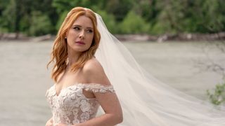 Mel (Alexandra Breckenridge) in her wedding gown in "Virgin River" season 6