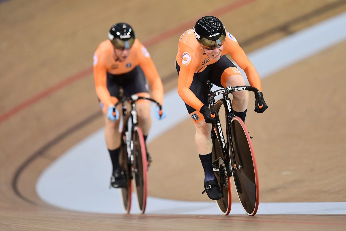 Glasgow World Cup: Kyra Lamberink and Shanne Braspennincx of The Netherlands ride in the Womens Team Sprint Qualifying