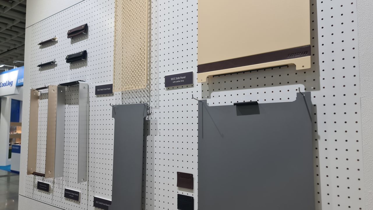 InWin flat-packed PC cases on display at Computex 2023.