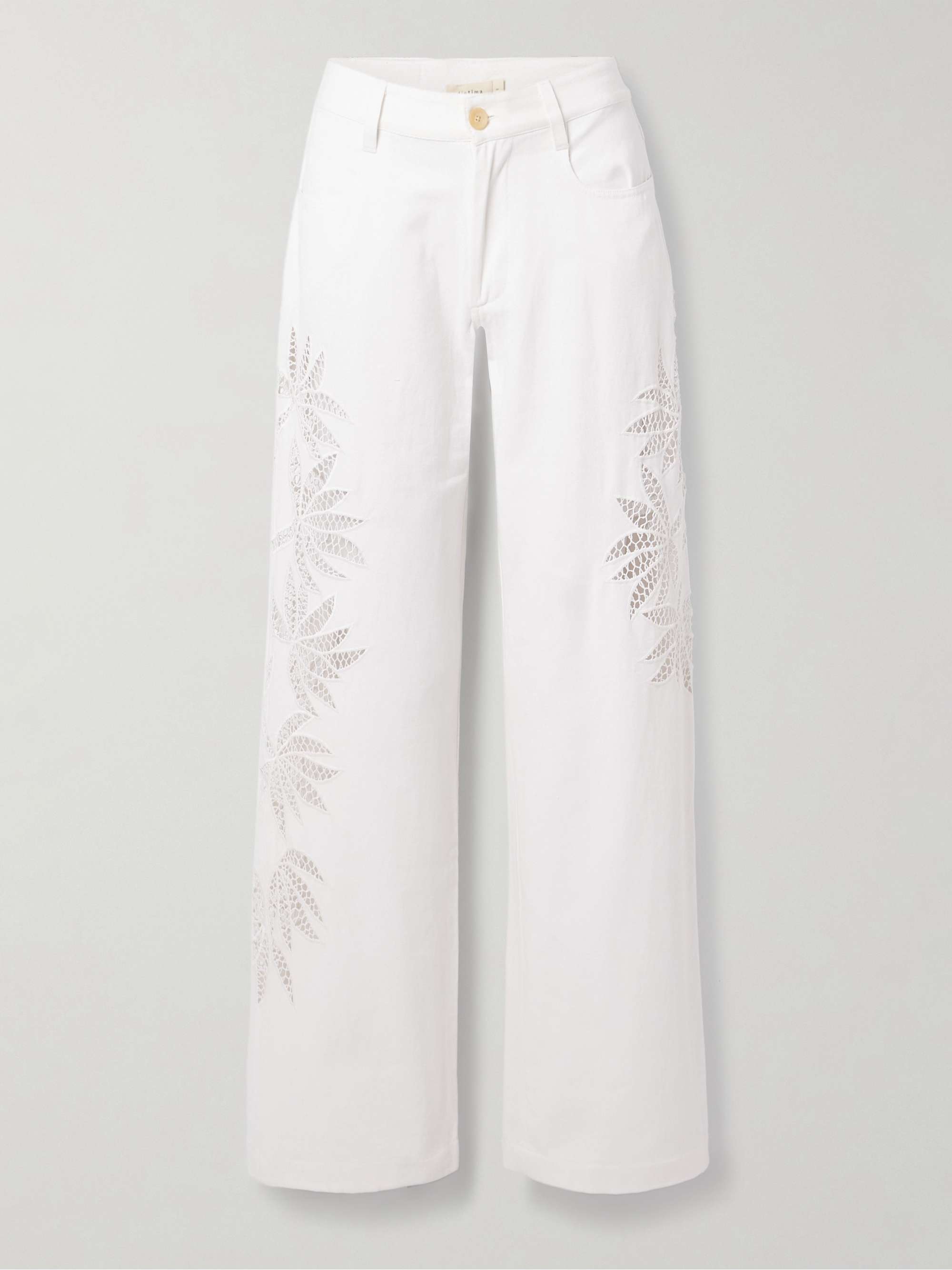 Stulla Crochet-Trimmed Mid-Rise Straight-Leg Jeans