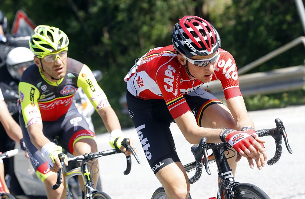 Tim Wellens (Lotto Soudal) leads the breakaway during stage 6 at the Giro d'Italia