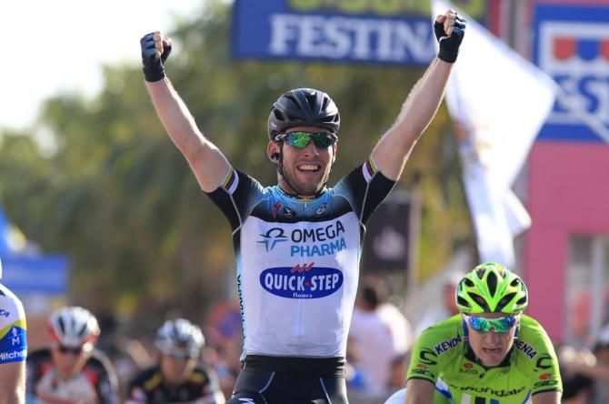 All smiles for Mark Cavendish (Omega Pharma-QuickStep) as the Manx Missile wins his second stage at the 2013 Giro