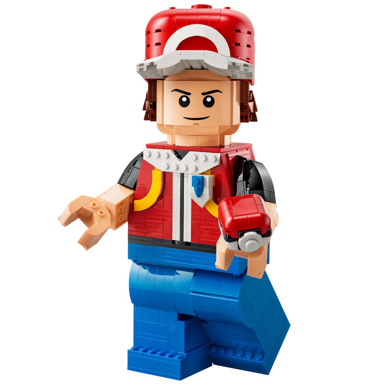 Lego Up-Scaled Red Minifigure on a plain background