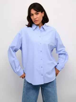 Kaffe Billie Long Sleeve Shirt, Vista Blue Melange