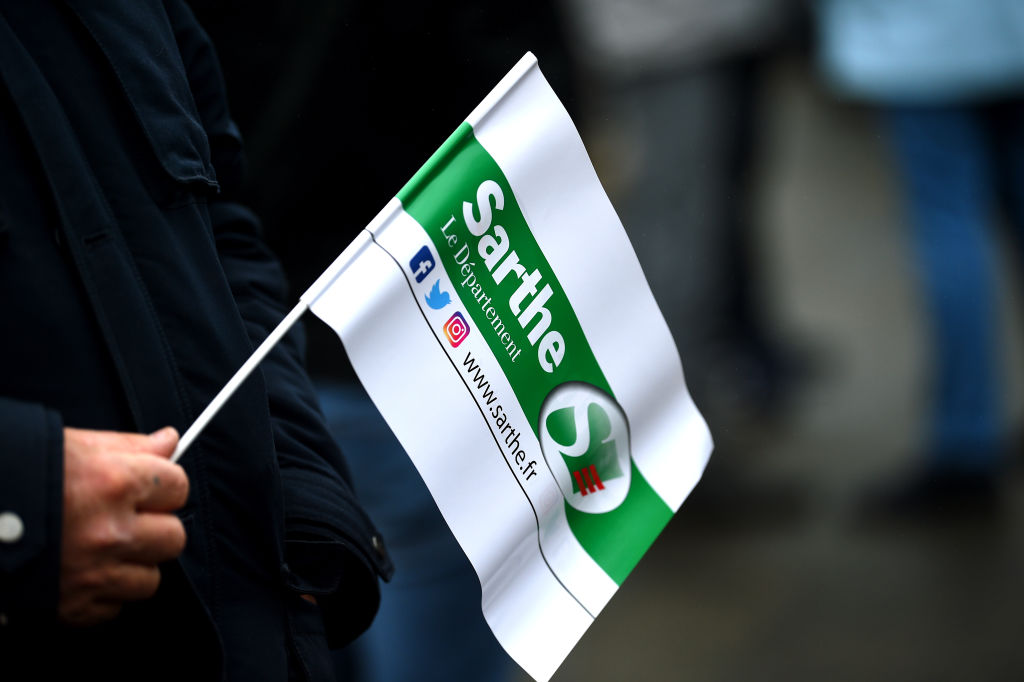 MAMERS FRANCE APRIL 05 Fans detail view during the team presentation prior to the 68th Circuit Cycliste Sarthe Pays de la Loire 2022 Stage 1 a 1923km stage from Mamers to Mamers CircuitSarthe on April 05 2022 in Mamers France Photo by Dario BelingheriGetty Images