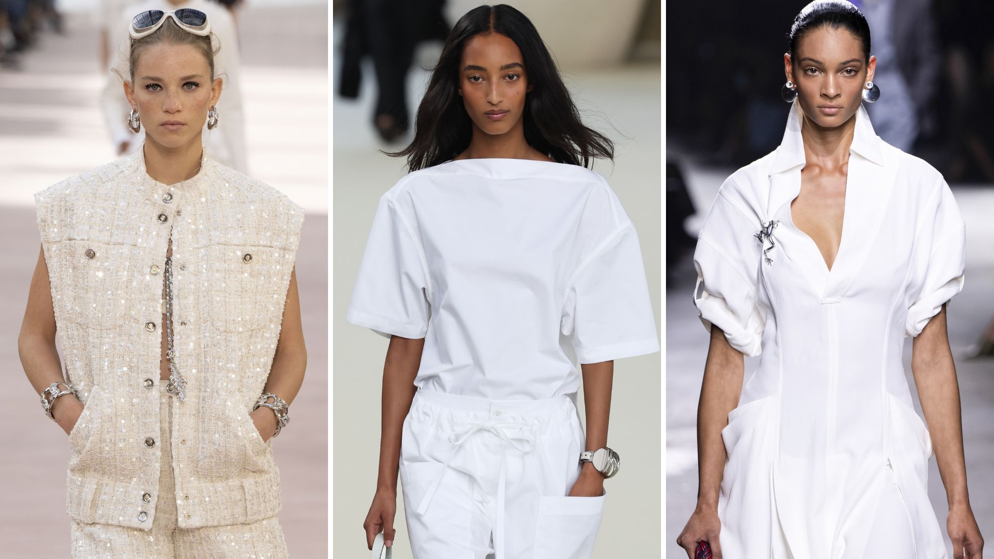 Best silver jewellery Models wearing silver jewellery at Chanel, Tods and Bottega Veneta SS25 Catwalks