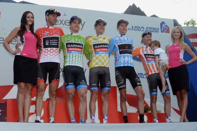 The final jersey winners at the 2012 USA Pro Challenge, won overall by Christian Vande Velde.