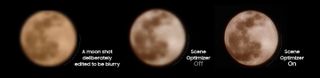 Samsung Scene Optimizer test depicting results on a blurry image of the moon