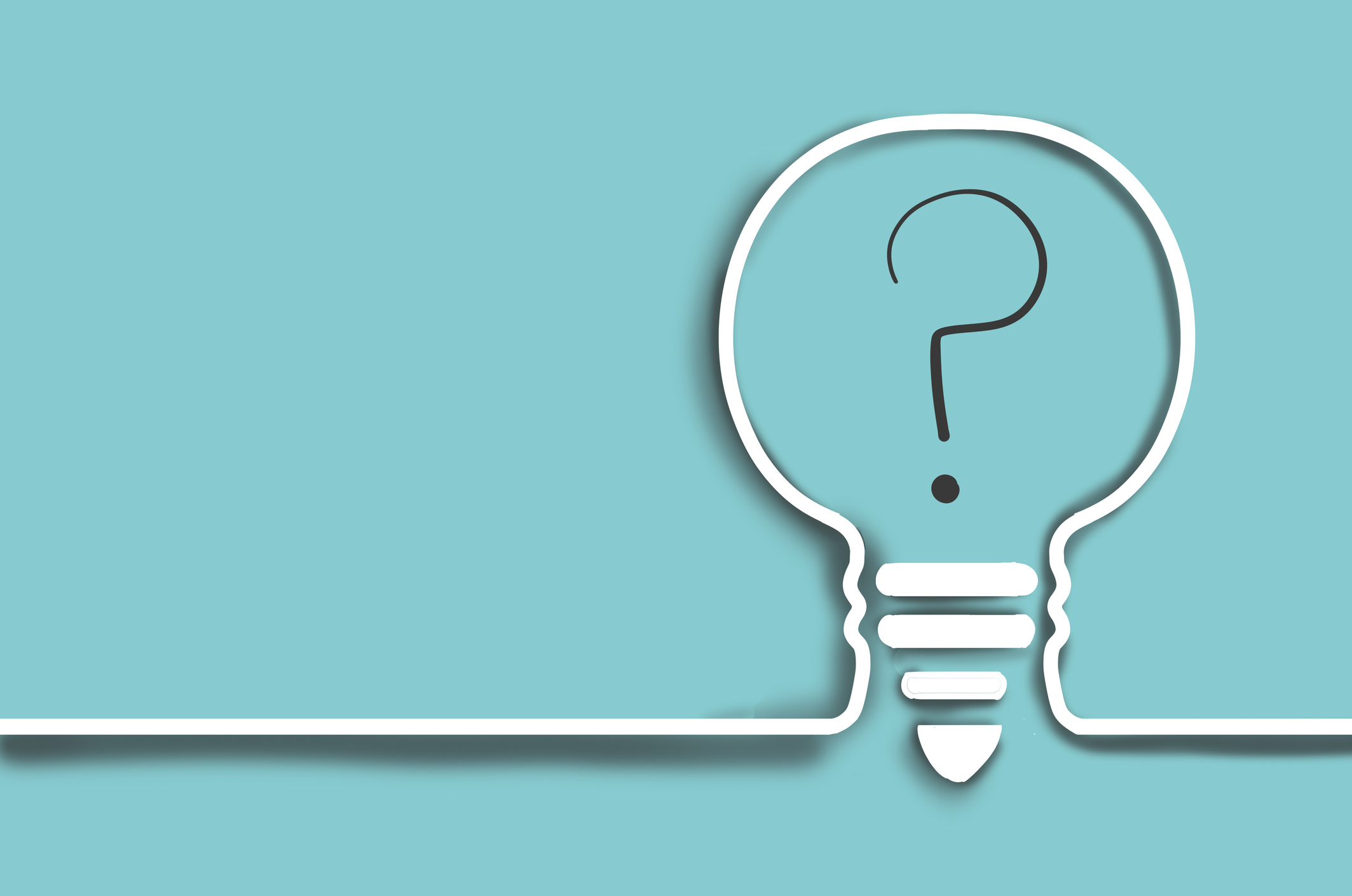 Single line drawing of a light bulb with a question mark - stock photo