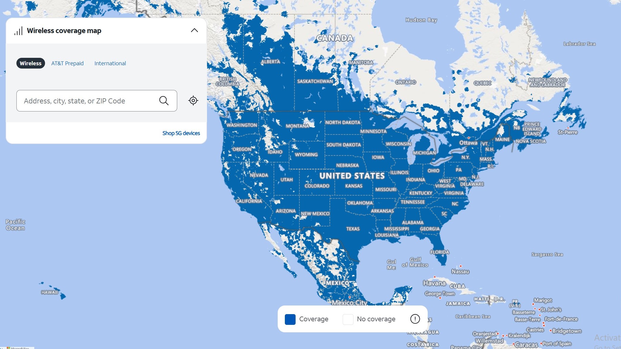 AT&T's coverage map