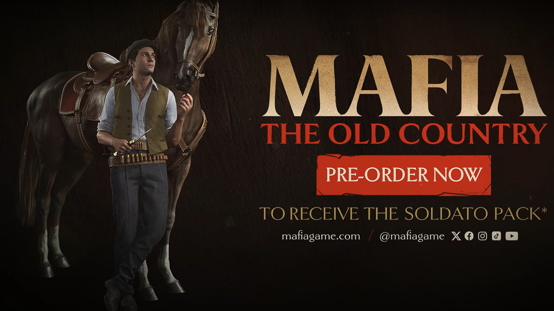A screenshot of the pre-order bonus shown during the Mafia: The Old Country gameplay trailer.