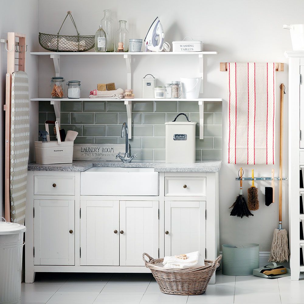 Utility room shelving ideas organise laundry supplies with smart