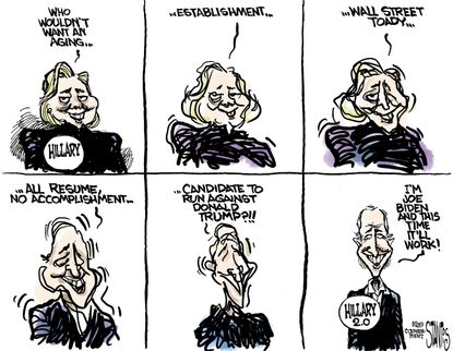 Political Cartoon U.S. Establishment Democrat Joe Biden Hillary Clinton