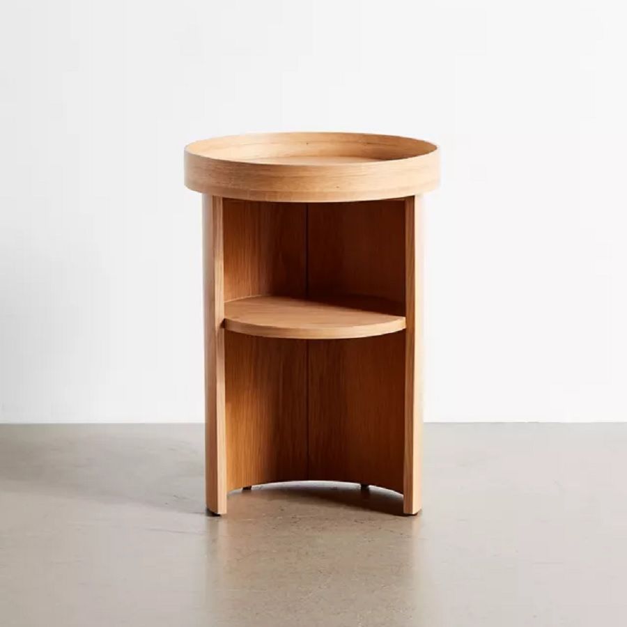 A wood nightstand