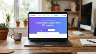 SIMOptions landing page on a macbook
