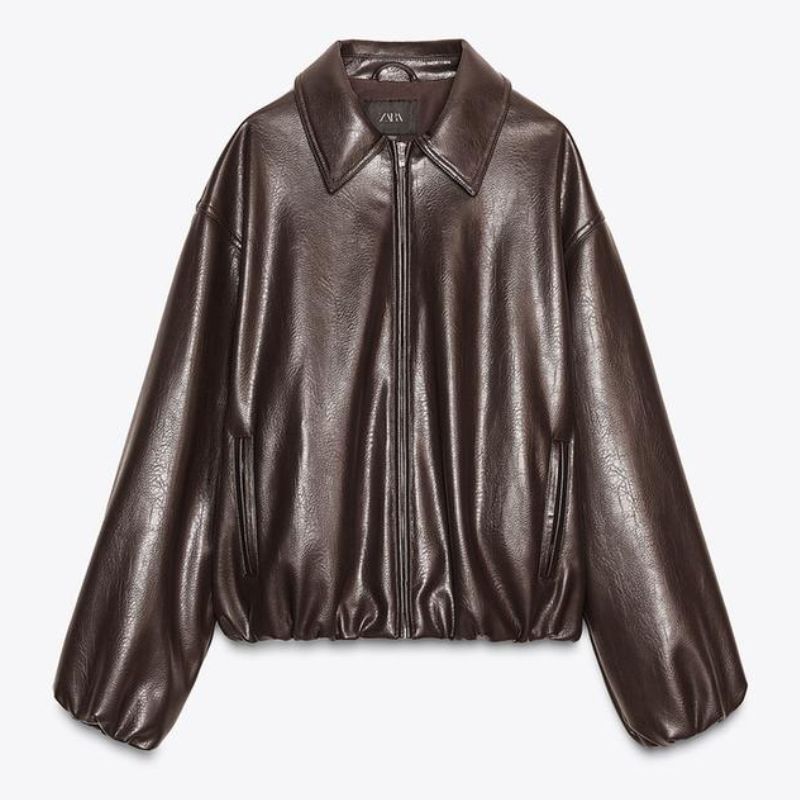 Zara brown leather jacket