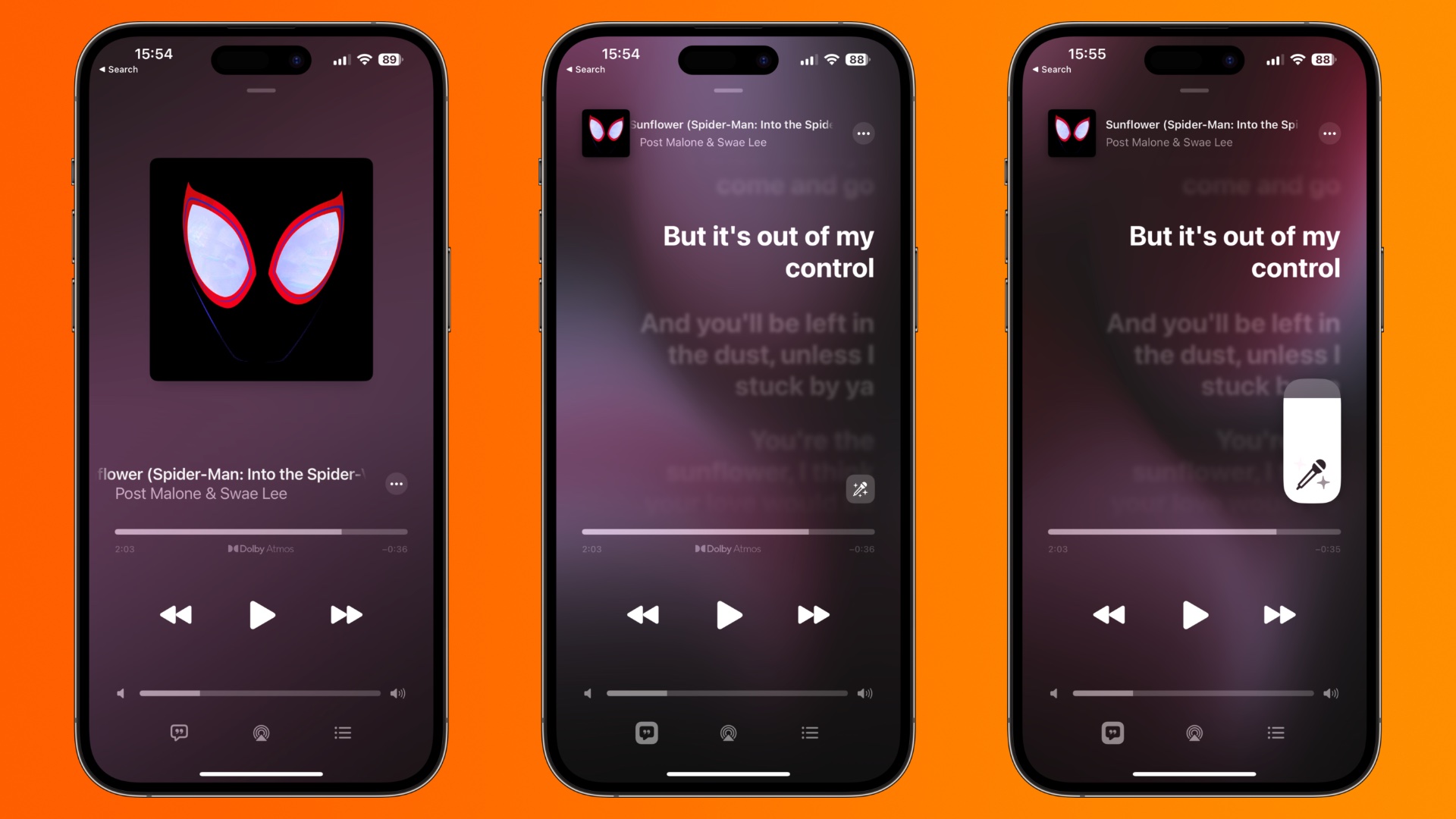 Apple Music Sing screenshots on iPhone