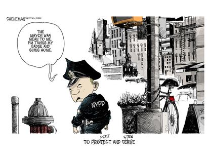 Editorial cartoon NYPD Bill de Blasio
