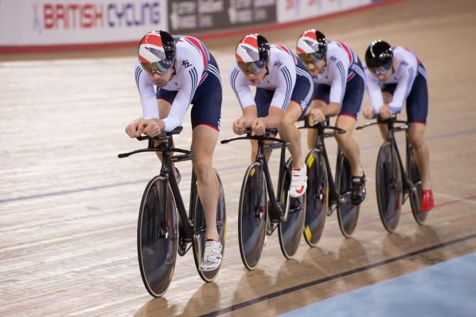 The GB men's team in action in the gold medal ride