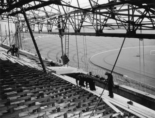 A new stand being built at Hampden Park in 1937.