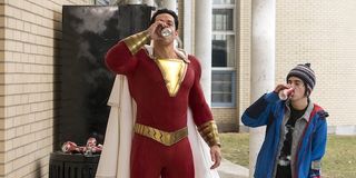 Shazam and Freddy drink sodas in Shazam