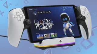 The PowerA PlayStation Portal dock on a PlayStation-themed background