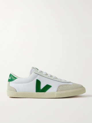 Volley Leather and Suede-Trimmed Canvas Sneakers