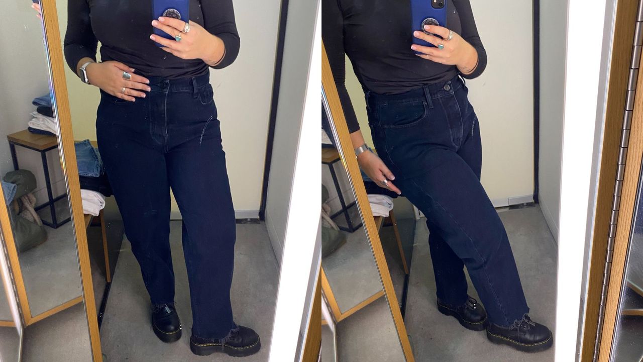 7 for all mankind dylan mom jeans try on image