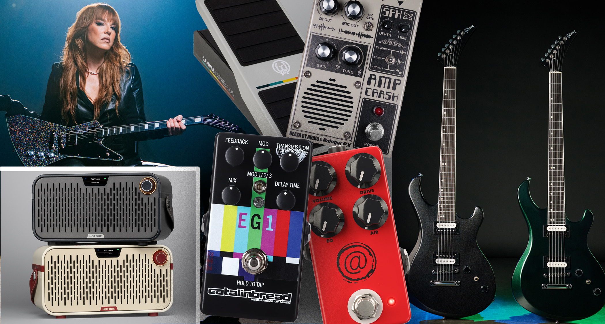 MusicRadar monthly guitar gear roundup, ft. Lzzy Hale's signature Epiphone Explorer Custom, plus new gear from Hotone, Gibson, JHS Pedals, Death By Audio and more
