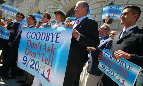 In San Francisco on Tuesday, local leaders and former members of the military celebrate the end of &amp;quot;Don&amp;#039;t ask, don&amp;#039;t tell.&amp;quot;